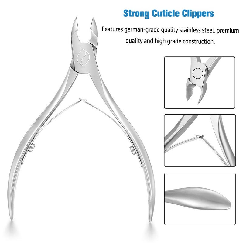FERYES Cuticle Clippers 1/2 Jaw - Professional Cuticle Cutter Nail Cuticle Remover Tool, Nail Skin Clipper Hangnail Trimmer - SILVER - Image 2